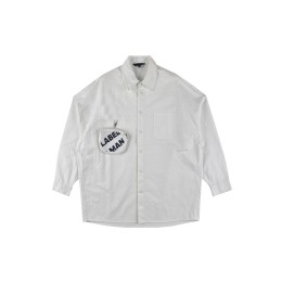 訂製白色oversized男裝時尚襯衫      設計左胸白色立體袋     個性設計恤衫    時裝款式恤衫     FA398 訂製白色oversized男裝時尚襯衫      設計左胸白色立體袋     個性設計恤衫    時裝款式恤衫     FA398